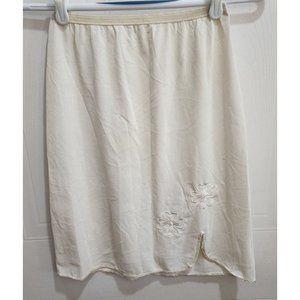 Vtg Formfit Rogers Womens Pull On Half Slip Skirt Embroidered Floral Short Small